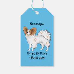 Papillon dog cartoon illustration gift tags