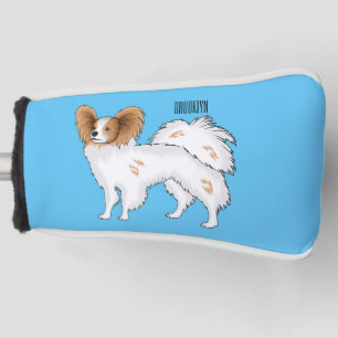 Papillon dog cartoon illustration golf head cover