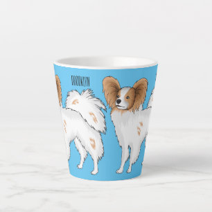 Papillon dog cartoon illustration latte mug
