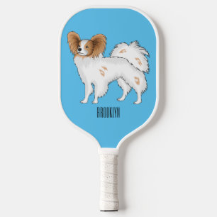 Papillon dog cartoon illustration pickleball paddle