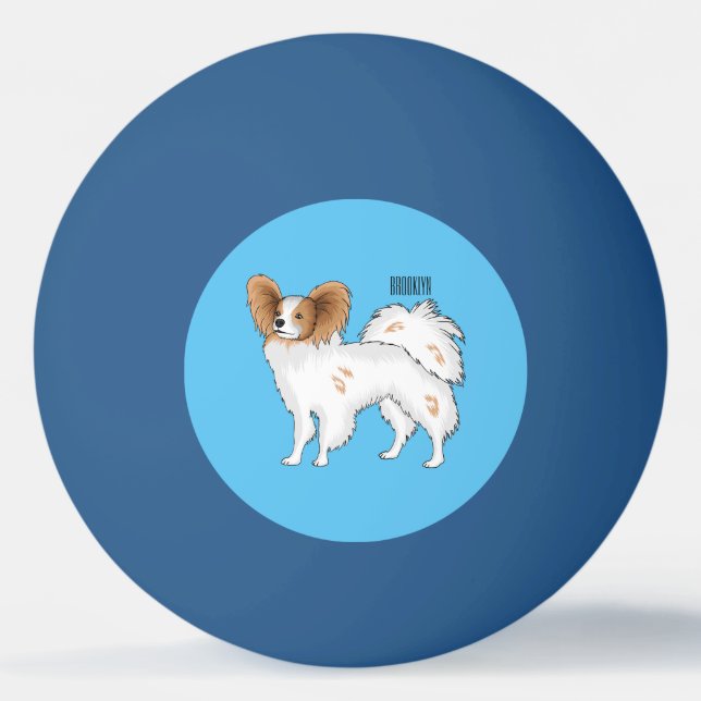 Papillon dog cartoon illustration ping pong ball (Front)