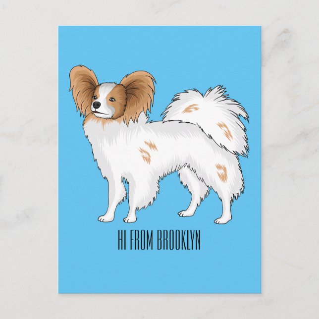 Papillon dog cartoon illustration postcard (Front)
