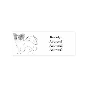 Papillon dog cartoon illustration rubber stamp