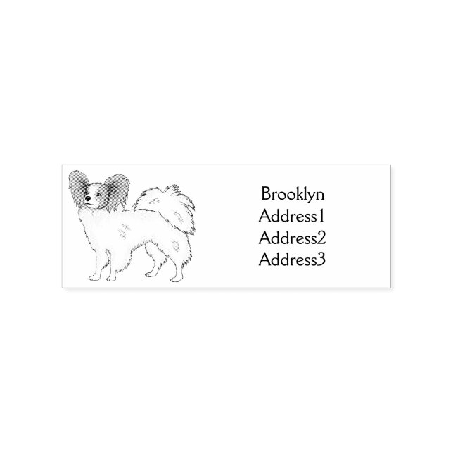 Papillon dog cartoon illustration rubber stamp (Imprint)