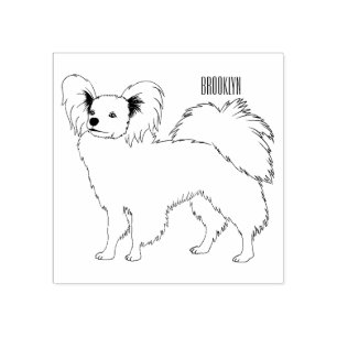 Papillon dog cartoon illustration rubber stamp