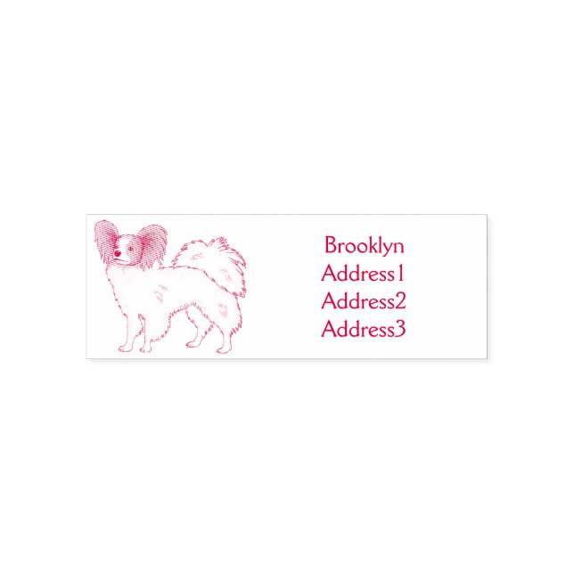 Papillon dog cartoon illustration self-inking stamp (Design)