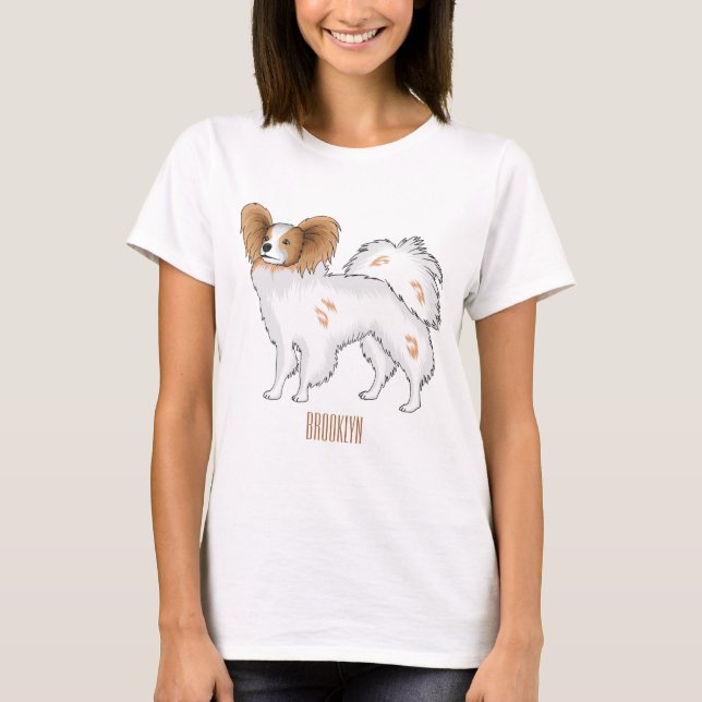 Papillon dog cartoon illustration T-Shirt (Front)