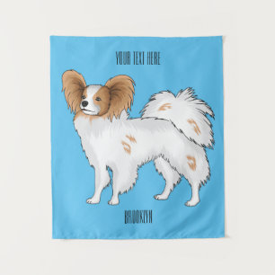 Papillon dog cartoon illustration tapestry