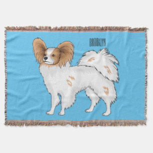 Papillon dog cartoon illustration throw blanket
