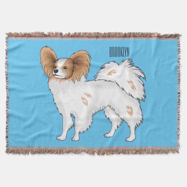 Papillon dog cartoon illustration  throw blanket (Front)