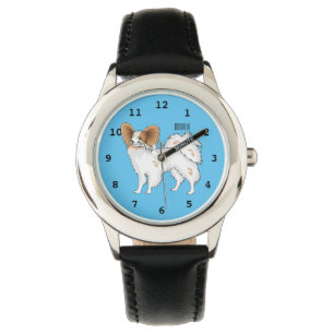 Papillon dog cartoon illustration watch