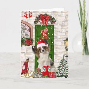 Papillon Dog Christmas  Card