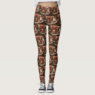 Papillon Dog Christmas Festive Leggings