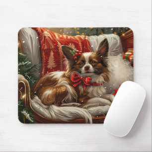 Papillon Dog Christmas Festive Mouse Mat