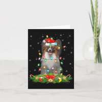 Papillon Dog Christmas Lights Funny Santa Hat Xmas