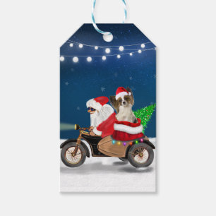 Papillon Dog Christmas Santa Claus  Gift Tags