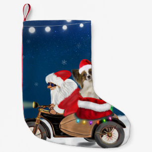Papillon Dog Christmas Santa Claus Small Christmas Stocking