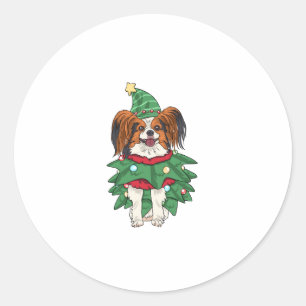 Papillon Dog Christmas Shirt Xmas Puppy Pet Papill Classic Round Sticker