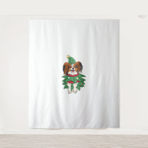 Papillon Dog Christmas Shirt Xmas Puppy Pet Papill Tapestry