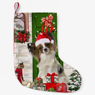 Papillon Dog Christmas  Small Christmas Stocking