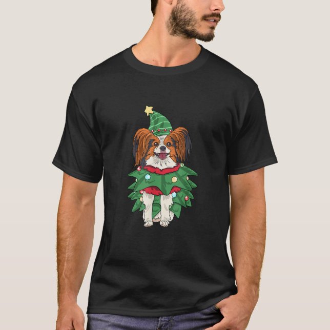 Papillon Dog Christmas Xmas Puppy Pet Papillon Lov T-Shirt (Front)