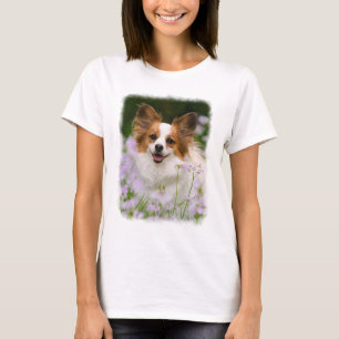 Papillon Dog Cute Romantic Portrait, Cotton T T-Shirt
