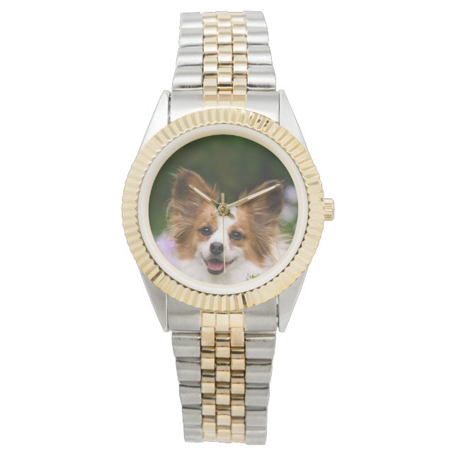 Papillon Dog Cute Romantic Portrait - for women Watch (Front)