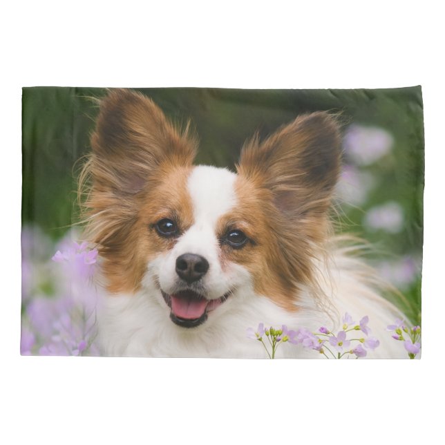 Papillon Dog Cute Romantic Portrait Photo - Pillowcase (Back)