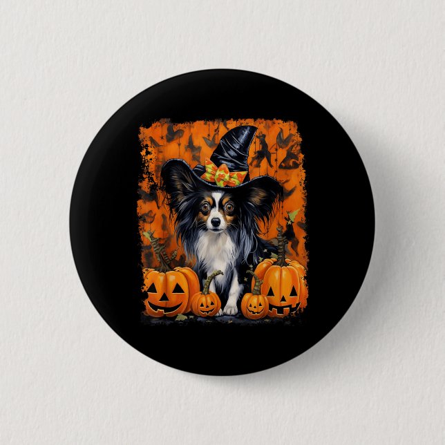 Papillon Dog Halloween 6 Cm Round Badge (Front)