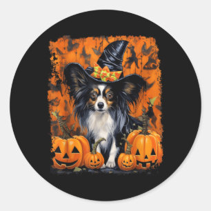 Papillon Dog Halloween Classic Round Sticker