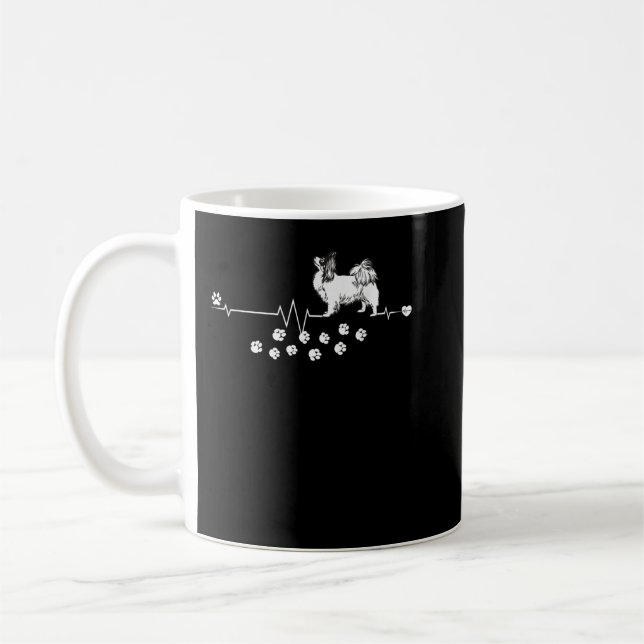 Papillon Dog Heartbeat Gift Dogs Breed Women Men Coffee Mug (Left)