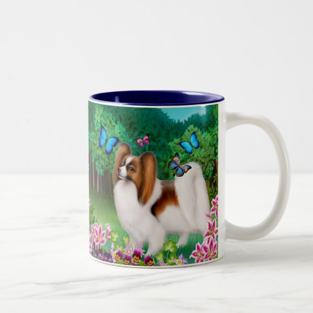 Papillon Dog in Garden Mug (Right)