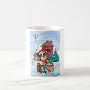 Papillon Dog In snow Christmas Dog House Coffee Mug