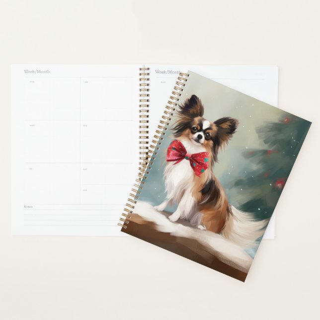 Papillon Dog in Snow Christmas  Planner (Display)
