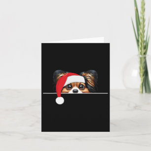 Papillon Dog Lover Funny Santa Hat Christmas Card