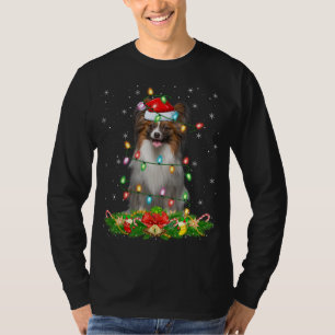 Papillon Dog Lover Lighting Xmas Santa Papillon Ch T-Shirt