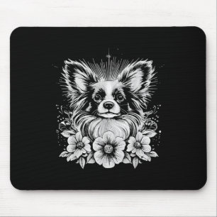 Papillon Dog Lover Retro Style Tattoo _1 Mouse Mat
