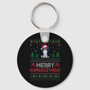 Papillon Dog Lovers Santa Hat Christmas Tree Light Key Ring