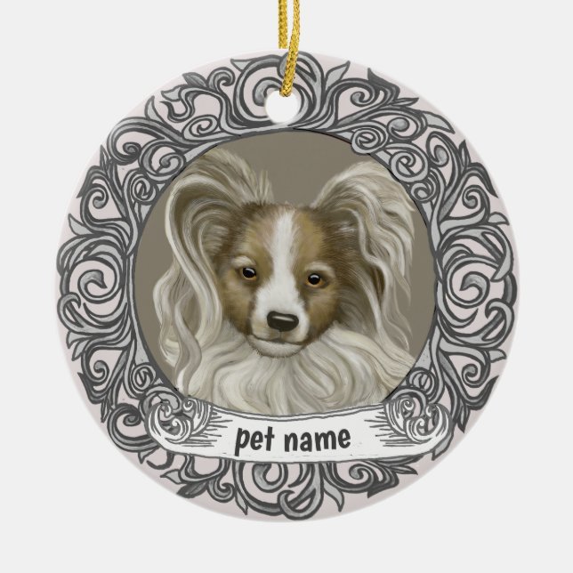 Papillon Dog Loving Memory ornament (Front)