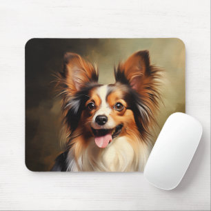 Papillon dog mouse mat