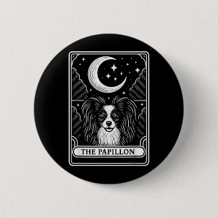Papillon Dog Mum Tarot Card Vintage Crescent Moon 6 Cm Round Badge