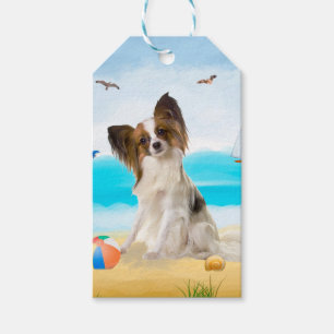 Papillon Dog on Beach Gift Tags