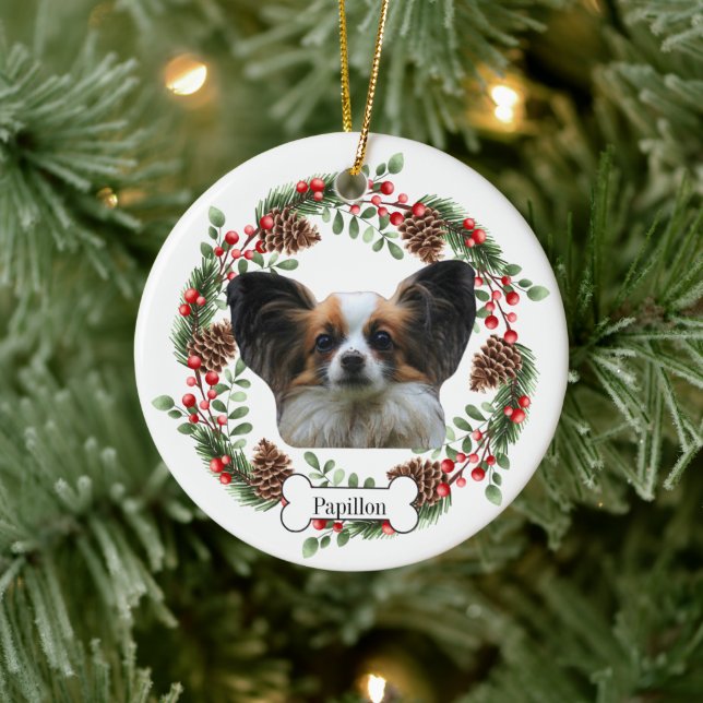 Papillon dog Personalised Pet Ornament (Tree)
