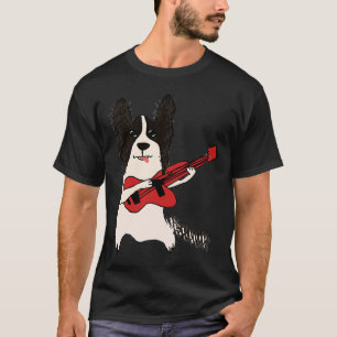 Papillon Dog Plays Guitar Music Dog Cute Dog Pupp T-Shirt