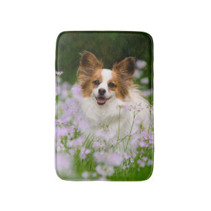 Papillon Dog Romantic Portrait, small Bath Mat