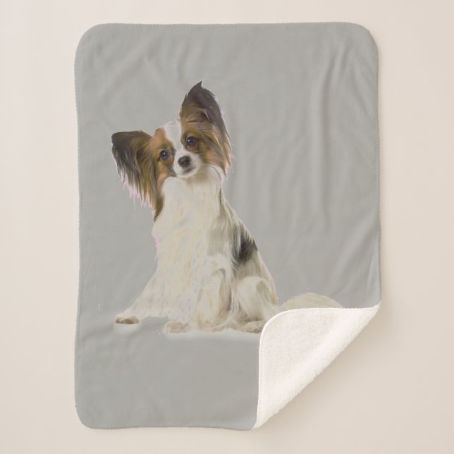 Papillon Dog Sherpa Blanket (Front)