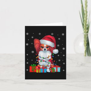Papillon Dog Ugly Xmas Lights Santa Papillon Dog C Card