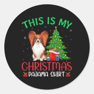 Papillon Dog Ugly Xmas Party This Is My Christmas Classic Round Sticker