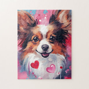 Papillon dog Valentines day Jigsaw Puzzle