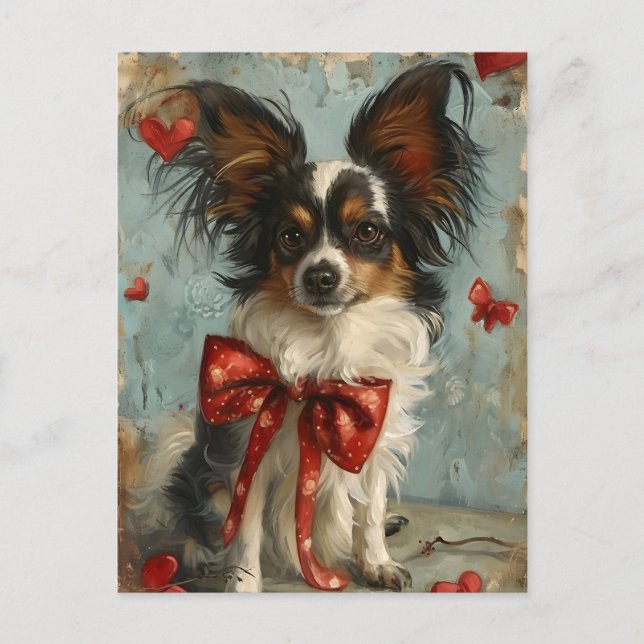 Papillon dog Valentine's day  Postcard (Front)